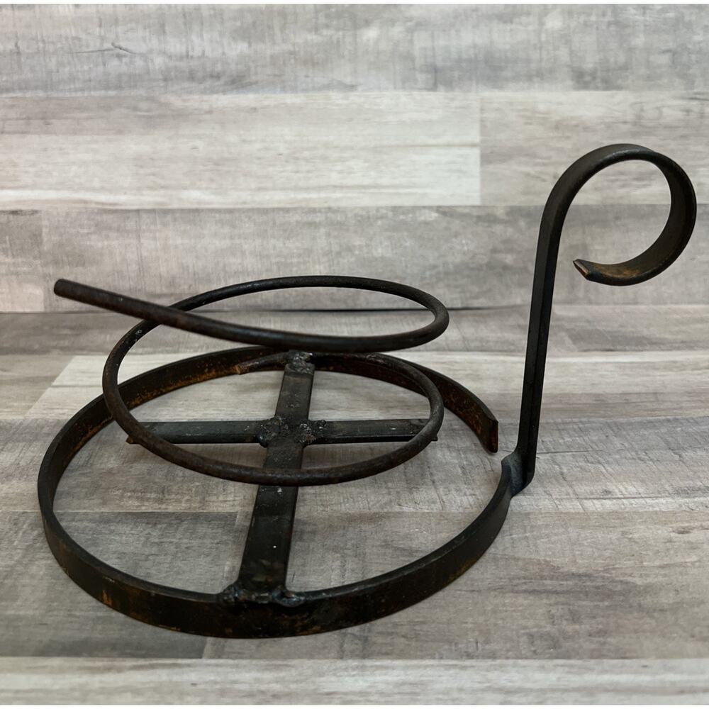 Vintage Candle Holder Wrought Iron Fat Candleholder Farmhouse Rustic Home Decor